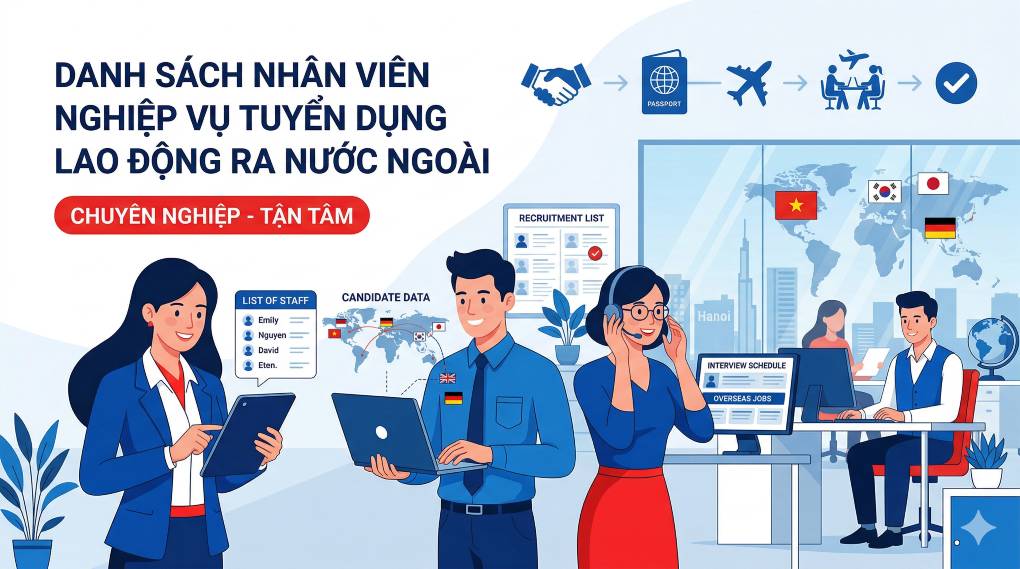Danh sách nhân viên nghiệp vụ đưa người lao động Việt Nam đi làm việc ở nước ngoài